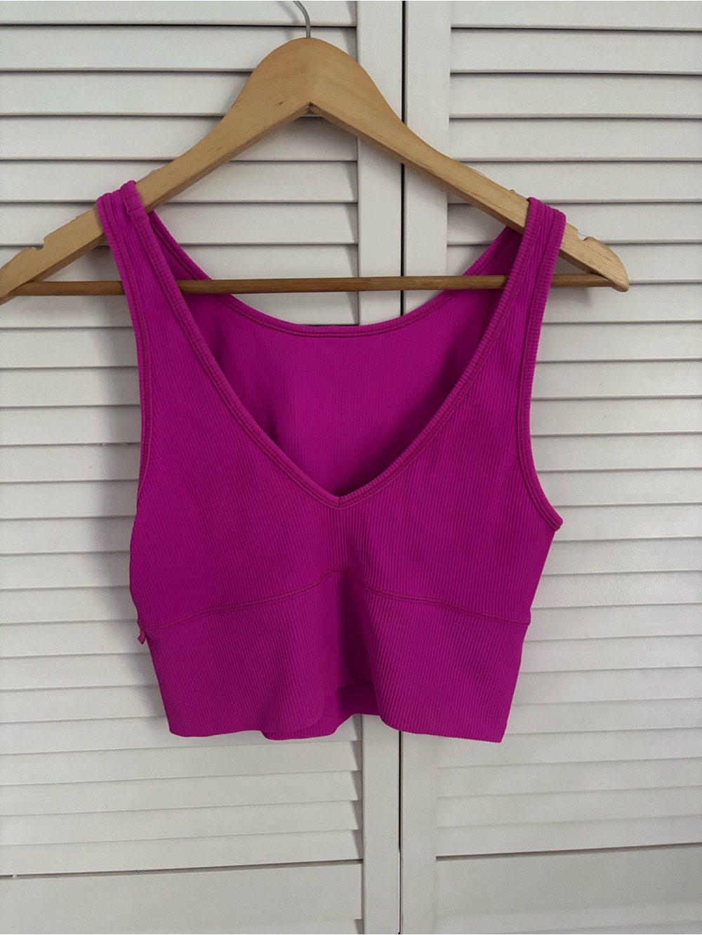 lululemon athletica Ribbed V-Neck Crop Tank Top - Bright Pink Power Piviot